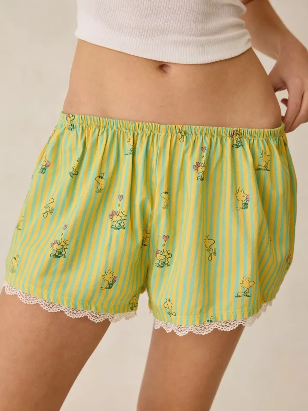 Peanuts Lace Trim Boxer Shorties